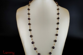 Black pearl necklace with 18k gold bar, 14k button